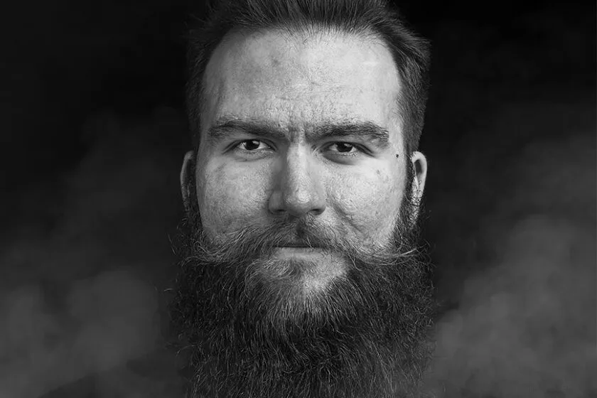 Raimo Lusma in the black and white photo.